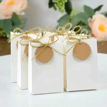20个/50个复古牛皮纸袋,配麻绳和标签,礼品包装盒,适用于婚礼、生日、节日派对、毕业礼物、新娘礼物、圣诞节、情人节、母亲节和节日装饰,易于组装。成品尺寸:7*3.5*11英寸 - 彩色 - 查看 3