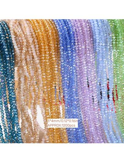 10 Strands Shiny 4mm Glass Beads/Holiday Beads/Austrian Glass Beads/Glass Rondelle Beads/Crystal Spacer Beads For Bracelet/Necklace/Anklet/Earrings Jewelry Makings/DIY Loose Beads/Wedding Decoration/Xmas Tree Decoration/Holiday Decoration/Room Decoration