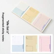 3-Section Fragmented Tidy Memo Pad, 80 Sheets/240 Detachable Pages, Simple Minimalist Design, Suitable For Students, Memo, Message, Tear-Off Notes - Multicolor - View 8
