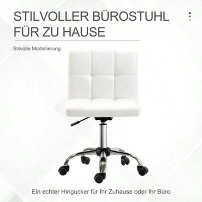 Office Chair, Armless Office Chair, Height-Adjustable Swivel Chair, Computer Chair For Office, Desk, Faux Leather Chair