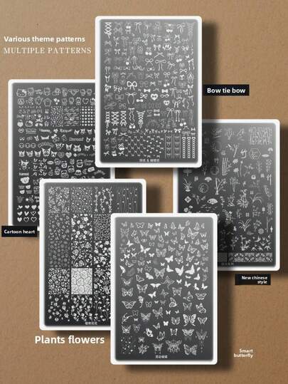 美甲印花模板图案转印工具（女士适用），美甲印花板，美甲印花，美甲印章，美甲印花工具，美甲配件，沙龙美甲工具，装饰性美甲模板