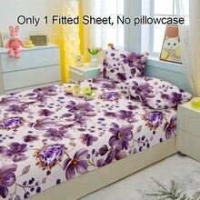 1件柔软透气的花卉水钻图案床笠，舒适的床垫保护套，适用于卧室、客房和宿舍，床上用品套装（不含枕套） - 彩色 - 查看 5