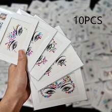5/10/20pcs Facial Gem Stickers, Temporary Rhinestone Stickers For Celebrations And Parties, Party Decorations | Shiny Stickers Party Accessories, Costume Party Decor, Scrapbooking Supplies - Multicolor - View 11