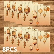 1/4/6 Pcs Set, Ramadan Placemats, Linen Dining Table Mats With Traditional Lantern Pattern, Washable Printed Tablecloths, Surface Protective Pads, Ideal Decor For Holiday Kitchen And Family Gatherings - Multicolor - View 13