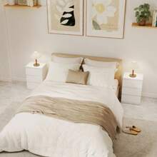 Bedside Table, Set Of 2 Side Tables With 3 Drawers, Nightstand For Bedroom Or Living Room, 40 X 30 X 59.5 Cm, White - White - View 6