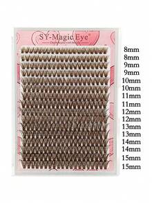 Eid Mubarak Brown Color Eyelash Extension, DIY Natural Lash Extensions, 1 Box 320pcs, 40D, Thickness 0.07mm, Curl D, Natural & Soft, Travel And Party, Easy To Carry, Hand-Grafted False Eyelashes - Brown - View 3