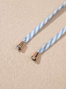 Women's Floral & Striped Print Ruffle Hem Cap Sleeve Vacation Dress, Summer Elegant - Baby Blue - View 10