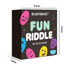 HEART BRIDGE 1pc Riddle Card Game, Tabletop Game, Brain Teaser Challenge, Party Interactive Mini Game, Gift For Friends On Halloween/Christmas/Thanksgiving, Perfect Game Night | 50 Cards - Multicolor - View 2