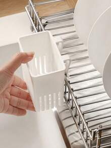 Cutlery Drainer Basket Wall-Mounted Kitchen Drain Rack For Utensils For Utensils Knives And Forks - Plastic Cutlery Holder Kitchen Drainer Organizer Space-Saving Design For Home Use Back To School Supplies Kitchen Utensils - White - View 7