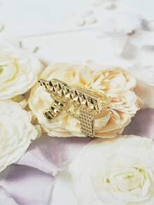 1pc Hip Hop Punk Style Gold Brick Gun Ring, Suitable For Daily Wear, Parties, Festivals. Best Gift For Boyfriend On Valentine's Day/Easter - Gold - View 4