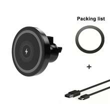 15W MagSafe车载磁吸无线充电器，兼容 17/16/15/14/13/12/11/Pro/Max/-S23-S24，Qi认证，双用途出风口支架，可快速无线充电，车载充电器出风口支架导航底座无线充电站，兼容苹果/安卓设备 - 彩色 - 查看 15