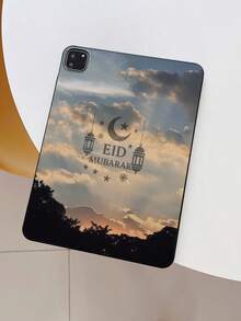 Eid Mubarak Crescent Moon, Star, Islamic Lantern, Geometric Pattern Matte Shockproof IPad Case, Tablet Accessories, Religious Gifts, Compatible With IPad 10th Generation/IPad A16/Kindle/IPad 11th Generation - Black - View 7
