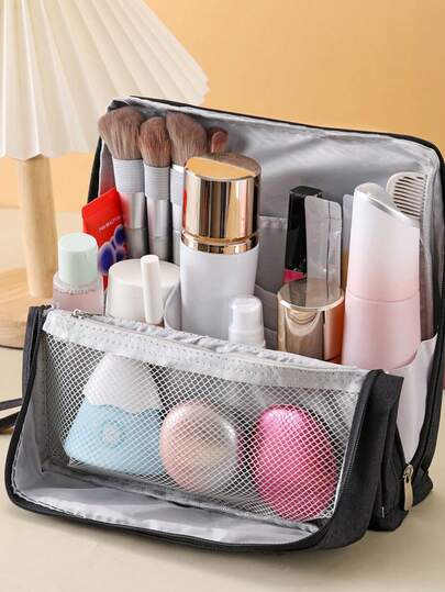 Large Capacity High-Quality Makeup Bag - Travel Makeup Organizer Bag With Multiple Zipper Pockets And Wrist Strap. Can Store Makeup Brushes, Toiletries, Jewelry And Other Grooming Items. Practical Storage Bag, Large Capacity Cosmetic Bag.