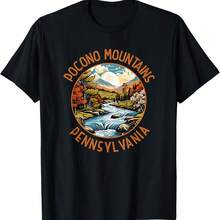 Pocono Mountains Pennsylvania Sun Retro Di Circle T-Shirt - 酒紅色 - 查看 1
