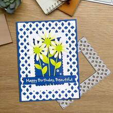 Creative Grids And Flowers Metal Cutting Dies, DIY Scrapbooking Album And Embossing Stencil, Greeting Card Making Tool, Card Paper Cutting Crafts ,Gift Card Making Template Die Cuts. - Silver - View 4