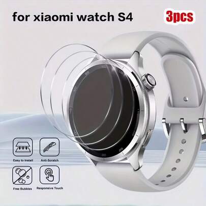 适用于小米 Watch S4/S4 41mm/S4 ESIM 的 3 片装钢化玻璃屏幕保护膜，9H 硬度，超清晰，无气泡，防刮花，是日常、办公、居家使用的理想之选。这款手表保护膜防水防震防摔，防刮花，是保护手表屏幕的必备良品。