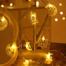 1pc Moon Star Kerosene Castle String Lights,10/20 LED, Bedroom Lights, Ramadan Kareem, Home Decoration (Batteries Not Included) - Star Subscription + Moon and Castle Elements - View 3