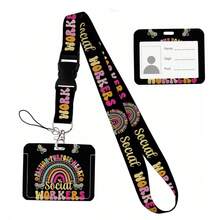 Cute Cat Cartoon Card Holder, ID Card Lanyard, Phone Strap, Key Chain, Neck Strap, Keychain, Bag Charm, Gift For Friends, Sisters, Teachers - Multicolor - View 24