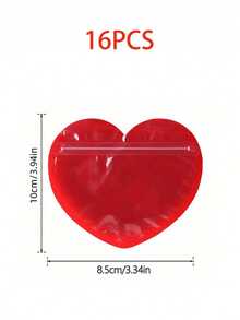 16pcs Heart-Shaped Resealable Bags, Cute Mini Gift Packaging Bags, Red & Pink Heart-Shaped Jewelry Pouches, Transparent Resealable Bags, Cute Snack Bags For Business, Wedding, Birthday, Holiday Parties, Baby Shower, Gender Reveal Party - Multicolor - View 4