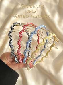 2条装女士高冠波浪发箍，防滑发夹，发带，发圈，之字形发箍，甜美个性简约复古Y2K优雅，适合日常佩戴，发饰，配饰，女士发饰，女士发饰，发饰，Y2K，情人节