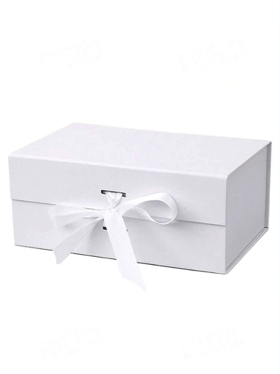 1pc White Foldable Gift Box, Gift Packaging Box, Universal Gift Box For Family And Friends, Holiday Gifts - White - View 1