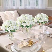 1pc/80stems Romantic Silk Peony Hydrangea Bouquet Artificial Flowers, Plastic Flower Arrangement For Wedding/Home/Bedroom/Living Room/Dining Table Decor, Bridal Bouquet, Mother's Day - White - View 5