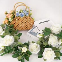 2 Stücke 78.7in künstliche weiße Rosenranke, Fake Blumen Girlande zum Aufhängen, Seide Rosenranke für Hochzeit, Party, Tischdekoration, Garten, Treppe. Geeignet für Valentinstag, Muttertag, Frühling, Geburtstag, Heimdekoration - Verschiedenfarbig - Übersicht 8