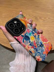 1个柔软硅胶手机壳，浅蓝色和粉色海洋生物图案，竖条纹仿皮纹理，防摔设计，兼容苹果16/16 Plus/16 Pro/16 Pro Max - 彩色 - 查看 5