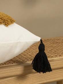 1pc/2pcs Set Moon Pattern Embroidered Cushion Cover, Middle Eastern Festival Atmosphere Plush Tassel Cushion Cover, Bohemian Style Home Living Room Bedroom Sofa Decorative Pillow Case, Suitable For Eid Festival Gifts, Daily Casual Patio Headboard Pillow Sham, All Season, Without Insert, 45*45cm - Multicolor - View 6