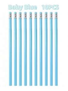 10pcs/Set Baby Pink Wedding HB Pencil Set, Graphite Pencils, Wooden Pencils With Erasers, Suitable For School Drawing, Sketching, Bridal Shower, Baby Shower, Office Supplies, New Year And Valentine's Day Gifts, Back To School Essential - Baby Pink - View 5