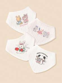 3pcs/Pack (Random Color), Baby Bibs, Absorbent, Soft & Skin-Friendly, Rabbit & Bear Designs, Essential For Drooling Babies, Great Gift - Multicolor - View 4