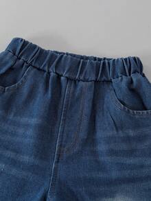 2 Stücke/Set Mädchen Lässig gestreifter Jacquard Strick Poloshirt T-Shirt und Denim-Shorts Set, geeignet für Sommer Outdoor, Alltag, Lässig & Urlaub - Weiss - Übersicht 6