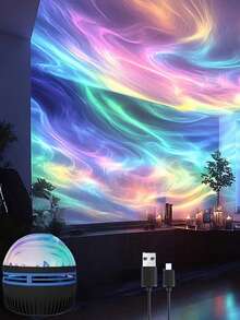 1pc Magic Ball Starry Sky Northern Lights LED Projector Lamp, Ambient Light, Minimalist Elegant Bedside Lamp, Creative Gift For Girlfriend, Roommate - Multi-color light - View 8