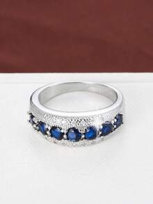 1pc Minimalist Geometric Big Polka Dot Design Cubic Zirconia Inlaid Fashion Ring For Women - Multicolor - View 8