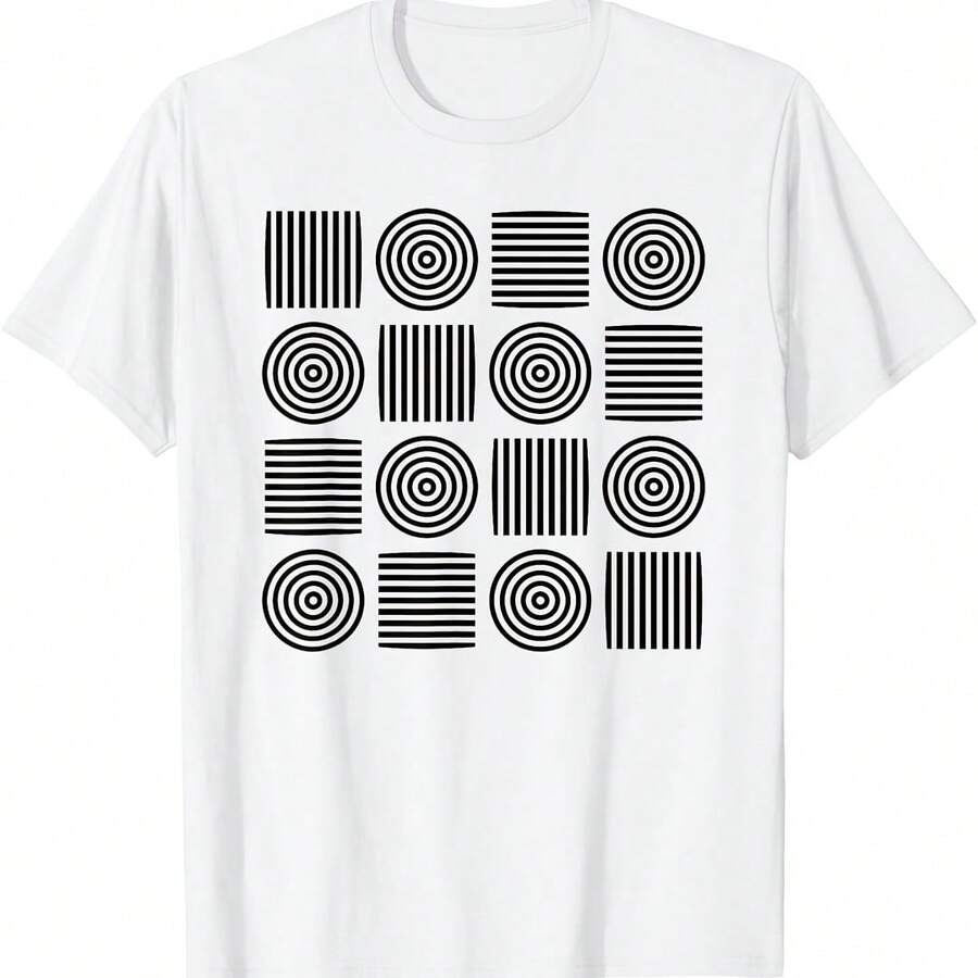 Retro Concentric Circles Stes Bauhaus 2 Pes Ia T-Shirt - Pink - View 1