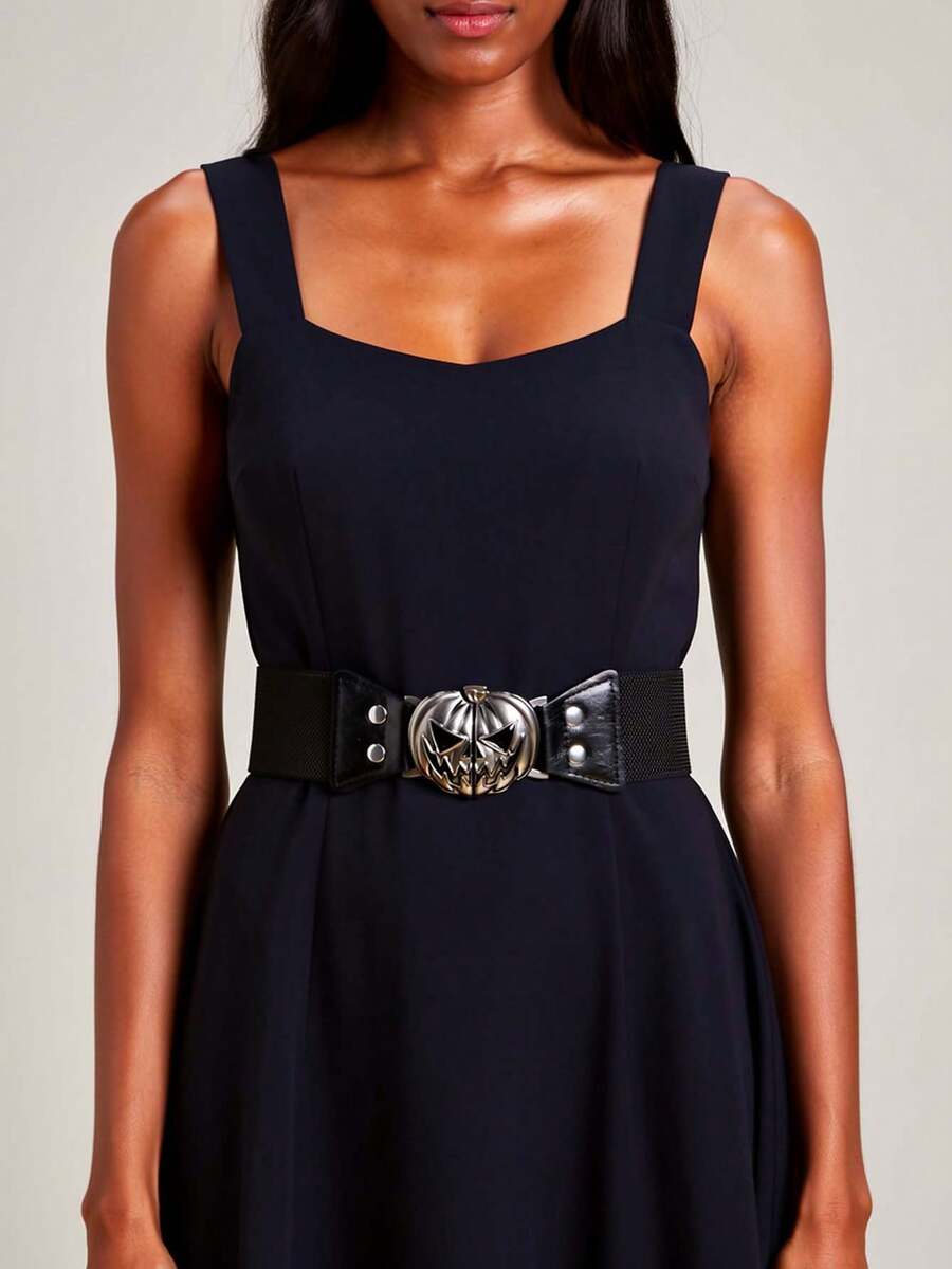 1件朋克风女式腰带，宽腰带配合金扣，弹性腰带 – 哥特式服装配饰 - 彩色 - 查看 1