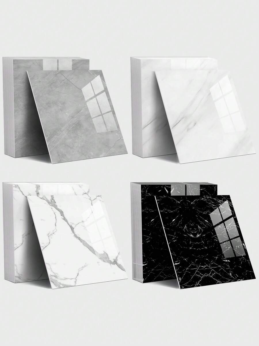 20/50片装3D大理石纹墙贴，加厚IXPE防水自粘墙纸，易于安装和移除，适用于客厅、厨房、办公室、浴室和卧室装饰。