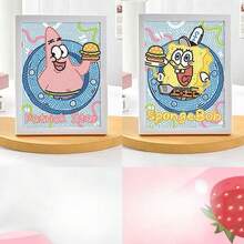 SpongeBob SquarePants 1件装海绵宝宝5D钻石画套装，DIY全钻水晶艺术画，客厅装饰，制作简单，适合作为情人节礼物、开学礼物、儿童钻石画套装，刮画的替代品，趣味手工艺术 - 彩色 - 查看 1