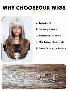 Tóc giả dài xoăn tự nhiên nhiều lớp có mái dành cho nữ, tóc giả tổng hợp cho nữ, tóc giả tổng hợp cho bé gái, dùng hàng ngày, dự tiệc, cosplay, quà tặng cho bạn gái, trang phục dự tiệc hàng ngày. - Ombre - Xem 6