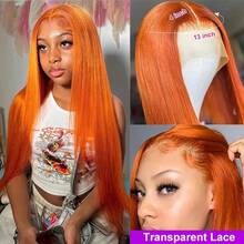 8-34 Inch Wig 13x4 HD Lace Front Wigs 200% Density Brazilian Virgin #350 Ginger WigPre Cut Lace Human Frontal Hair Straight Wig Pre Plucked With Baby Hair Blended Hair For Women Daily Party Christmas Use - S350 - View 3