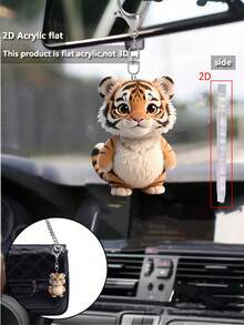 2D平面可爱小老虎钥匙扣，1个装，兼容背包、钥匙、钱包 - 可爱风格钥匙圈，完美适用于包包和车钥匙，完美适用于车钥匙、背包和包包，包包挂件，无需电池，情人节礼物，实用汽车配件，女士钱包和手机配件，赠送朋友、家人、女朋友，派对配饰，纪念品，动物爱好者礼物，2D平面 - 彩色 - 查看 1