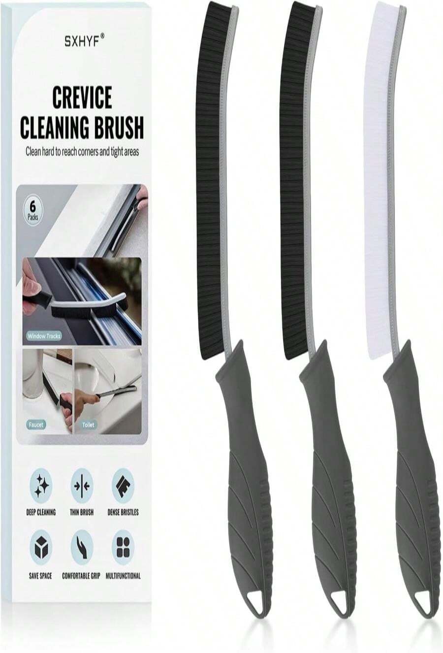 SXhyf Crevice Cleaning Brush - Grout Scrub Brush, House Cleaning Supplies, Gap Cleaning Tools, Home Essentials, Gifts For Women Men, Hard Bristle Crevice Cleaner Brush For Household Use, Bathroom - MàuB - Xem 1