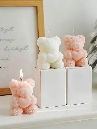 2个/4个玫瑰熊香薰蜡烛 - 可爱的装饰品和手工礼物，适合送给女性/朋友，是婚礼纪念品、优雅装饰品和礼物、情人节礼物、毕业礼物以及卧室和房间装饰的理想选择。