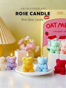 2pcs/4pcs Rose Bear Scented Candles - Cute Decorative Items And Handmade Gifts, Suitable For Women/Friends, Ideal For Wedding Souvenirs, Elegant Decorations And Gifts, Valentine's Day Gifts, Graduation Gifts, And Bedroom & Room Decor. - Multicolor - View 3