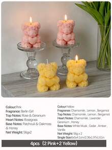 2pcs/4pcs Rose Bear Scented Candles - Cute Decorative Items And Handmade Gifts, Suitable For Women/Friends, Ideal For Wedding Souvenirs, Elegant Decorations And Gifts, Valentine's Day Gifts, Graduation Gifts, And Bedroom & Room Decor. - Multicolor - View 18
