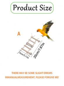 1pc Parrot Rope Climbing Ladder Rotating Perch Wooden Rope Bridge Stand, Educational Bird Supplies, Bird Cage Accessories, Parrot Toy - Rope Ladder - View 9