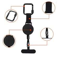 可伸缩手机安全挂绳 - 防盗支架和登山扣，防坠落安全带，适用于徒步/骑行/攀岩，易于安装