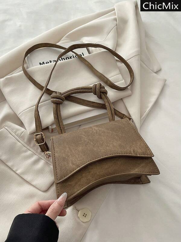 Solid Color Mini Flip Woven Knot Personalized Handbag, Classic And Versatile Popular Irregular Horn Women's Shoulder Bag, Suitable For Shopping, Wallets, Shopping, Young Women, College Students, Newcomers And White-Collar Workers. They Are Very Suitable For Offices, Universities, Work, Business, Commuting, Outdoor Activities, Travel, And Outings