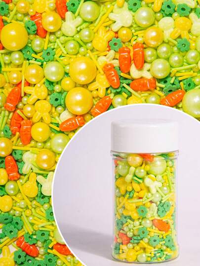 Edible Spring Cake Decorations, Green & Yellow Pearl Easter Bunny-Shaped Candies, Orange Carrot-Shaped Decorations, Easter Baking Candy Toppers, Cupcake Decor Picks, Ideal For Decorating Cookies, Donuts, Ice Cream And Other Sweet Treats, Perfect Decorative Supplies For Weddings, Birthdays, St. Patrick's Day And Easter Parties.