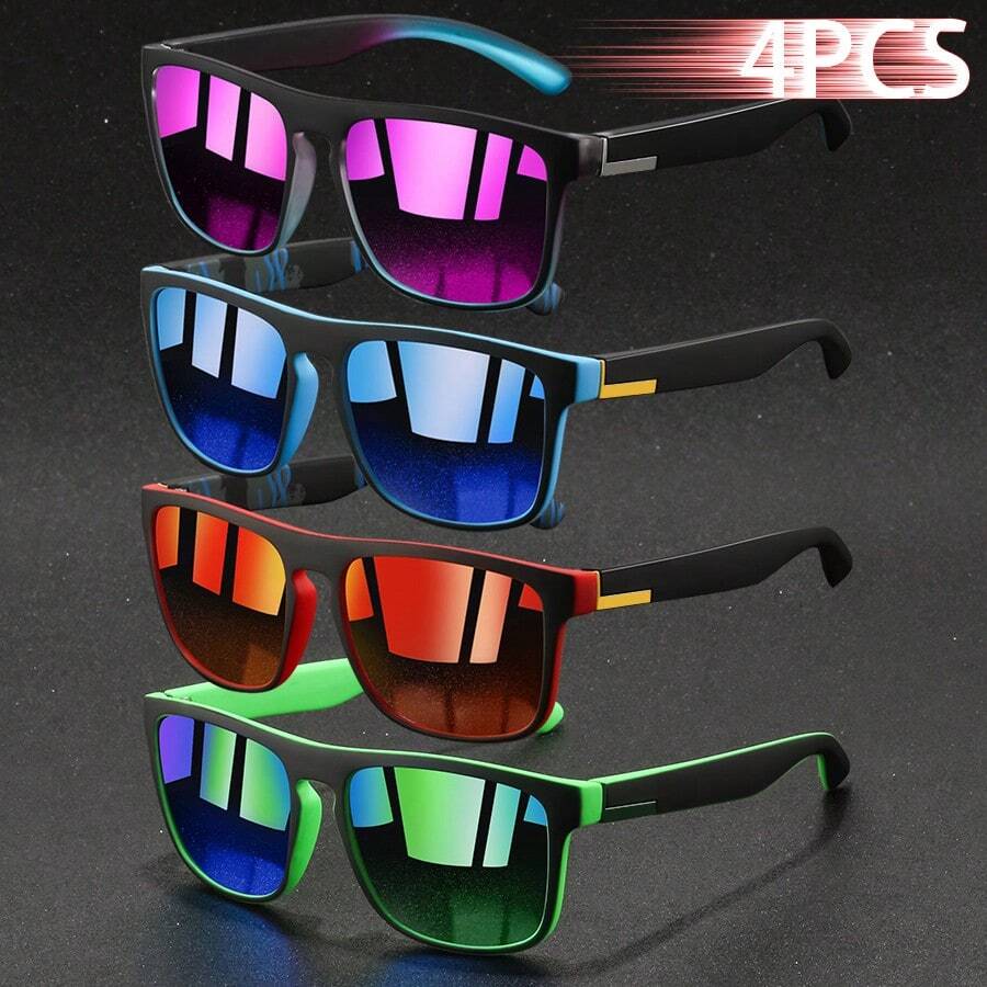 WSZ 4 piezas Gafas deportivas unisex de moda vintage a rayas, tonos pastel brillantes, gafas estéticas elegantes para ciclismo, conducir, playa, vacaciones y deportes al aire libre